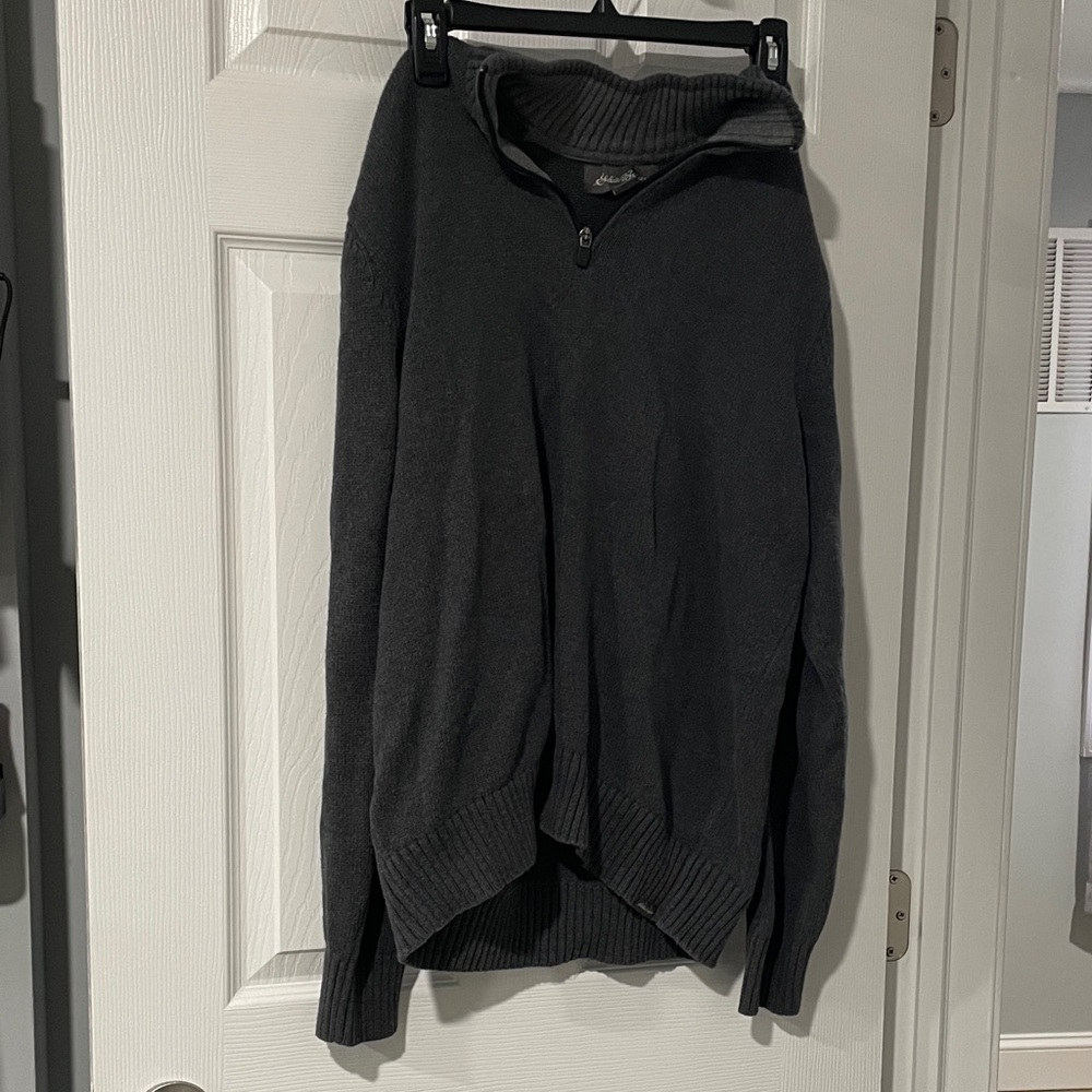 Eddie Bauer Men's Charcoal Zip-Up Sweater